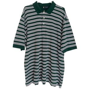 Oxford Golf Men’s 100% Cotton Green/White Stripe Polo Golf Shirt [US XL]